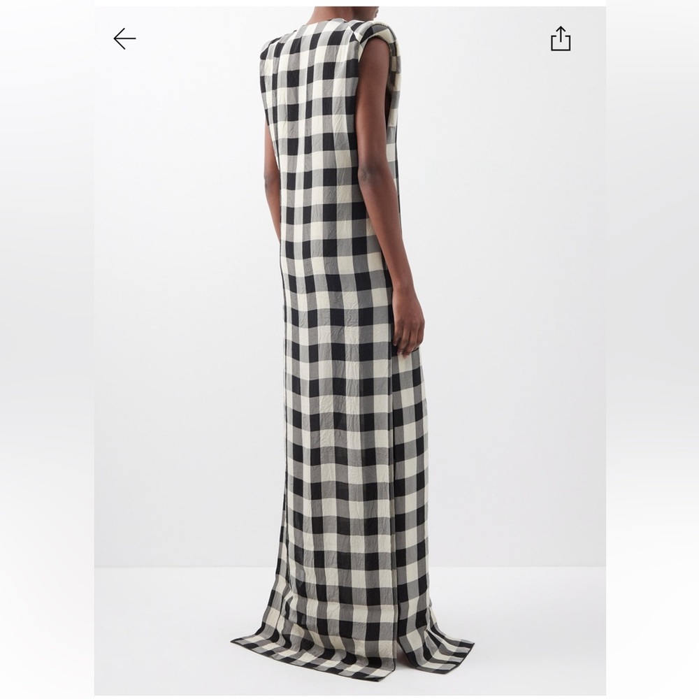 Zaid Affas Plunge-front gingham maxi dress